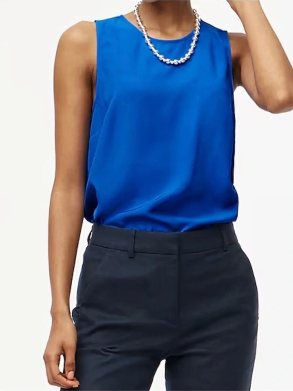 J. CREW Sleeveless NWT Button-back shell royal blue size L